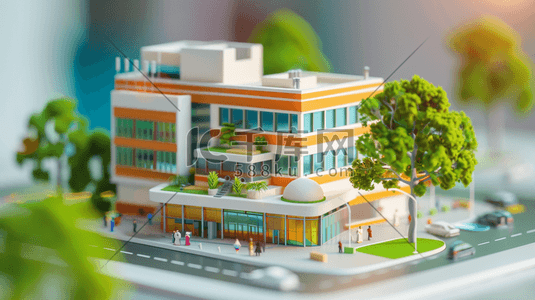 城市插画图片_一幢3D微型城市建筑插画