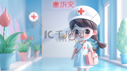 迷你护士服插画图片_卡通立体护士插画2