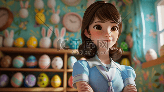 漂亮小姑娘插画图片_一个3D漂亮大眼睛的女生插画