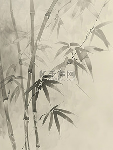 散落的竹叶插画图片_竹子竹叶禅意中国风插画海报