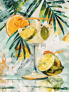 夏季果汁饮料冷饮插画海报