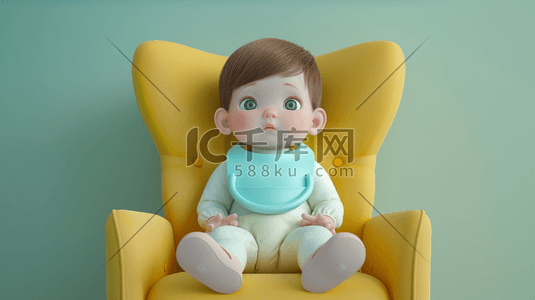坐着婴儿插画图片_黄色椅子上坐着的幼儿插画