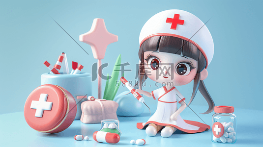 迷你护士服插画图片_卡通立体护士插画3