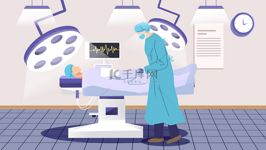 中国医生照片插画图片_手术室医院医生手术场景插画