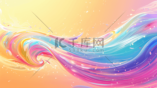 曲线和波浪线插画图片_彩色波浪插画背景1