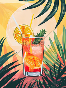 夏季果汁饮料冷饮插画设计