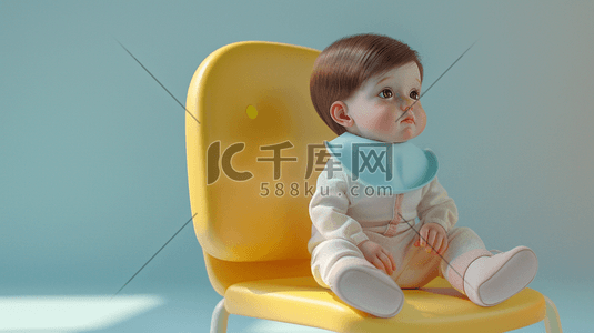 坐着插画图片_黄色椅子上坐着的幼儿插画