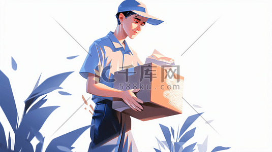 签约订单插画图片_派送包裹的快递员插画25