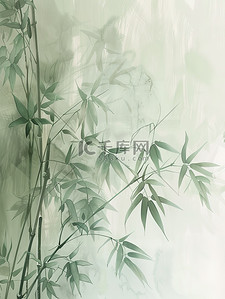 散落的竹叶插画图片_竹子竹叶禅意中国风插画素材