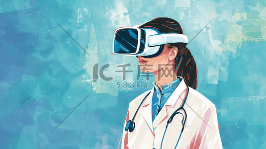 波普风眼镜女插画图片_戴VR眼镜的医生5