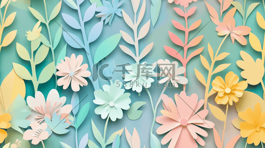 叶子叶片插画图片_彩色夏季盛开的植物花朵插画