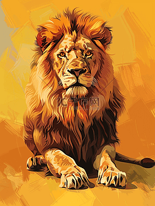 王者雄狮插画图片_一只威严的狮子插画