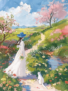 卡通鲜艳花朵插画图片_插画夏天风景油画手绘海报