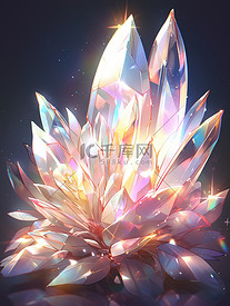 美丽水晶花透明梦幻插画海报