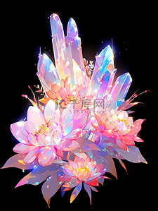 美丽水晶花透明梦幻插图