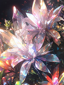 美丽水晶花透明梦幻插画设计