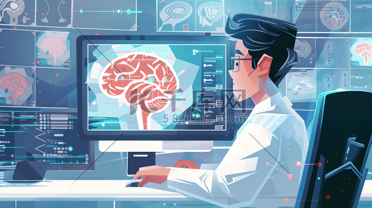 科技大脑大脑插画图片_脑部检测医学创新13