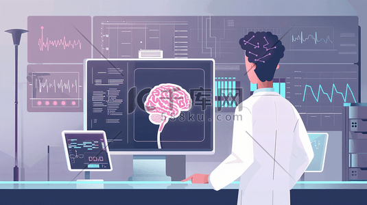 科技创新展板插画图片_脑部检测医学创新9
