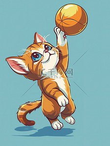可爱的小猫插画图片_一个玩球的可爱的小猫素材