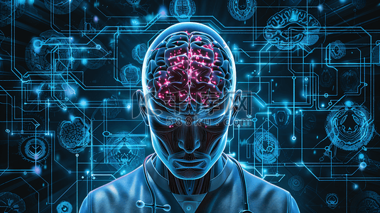 大脑仪表盘插画图片_脑部检测医学创新26