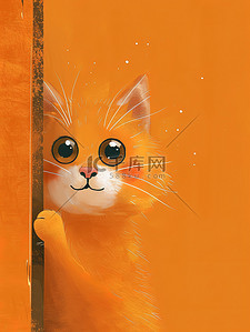 门插画图片_躺在门后可爱橙色的猫插图