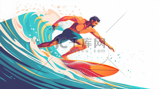 运动娱乐插画图片_正在冲浪的男性插画12