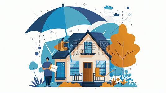 家庭房屋保险概念插画11