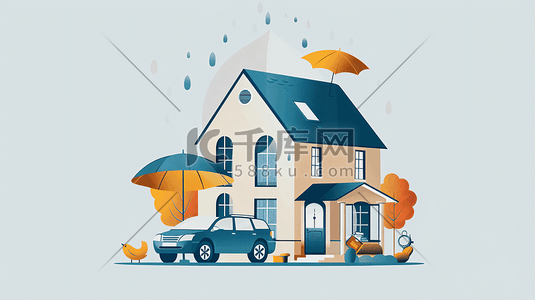 家庭房屋保险概念插画8