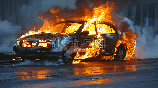 正在燃烧的蜡烛插画图片_自燃燃烧出险的汽车7
