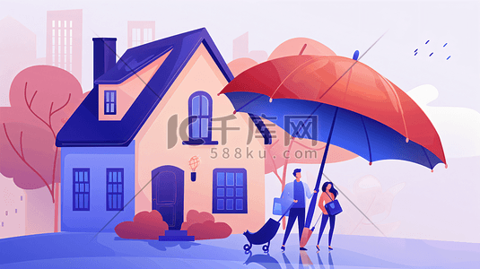基本保险插画图片_家庭房屋保险概念插画10