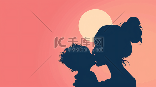 婴儿海报插画图片_亲吻宝宝的母亲剪影10