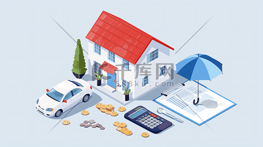 投标保证保险插画图片_家庭房屋保险概念插画13
