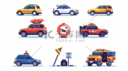 单个人图标插画图片_汽车保险图标符号9