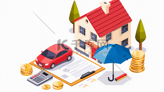 虚拟资产插画图片_家庭汽车资产保险1