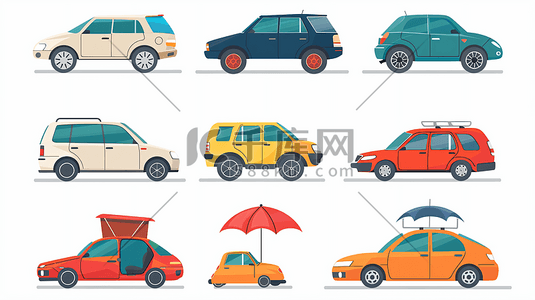 图形框架插画图片_汽车保险图标符号15