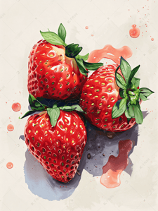 水果采摘插画图片_新鲜采摘草莓