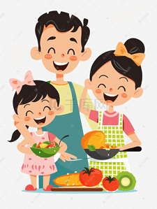 料理单页插画图片_家庭亲子厨艺