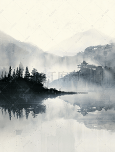 一幅插画图片_云南泸沽湖沉静的一幅水墨画