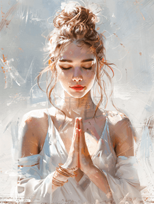 平衡插画图片_女性瑜伽冥想