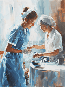 年轻女护士照顾关爱老人