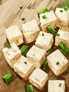 口袋豆腐插画图片_嫩豆腐美食