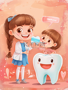 营养药物插画图片_儿科儿科牙牙齿保健