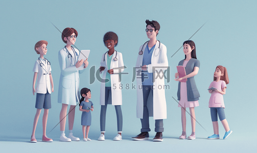 多层关系插画图片_女医生和患者家庭