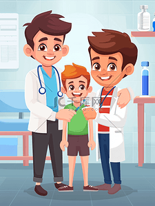 足部疼痛插画图片_医疗保健医疗医生医院给孩子疫苗