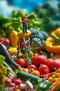 蔬菜水果海报插画图片_3d摄影微距果实海报插画设计