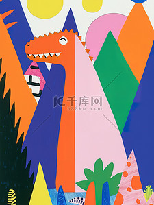 恐龙mg插画图片_快乐的恐龙儿童插图