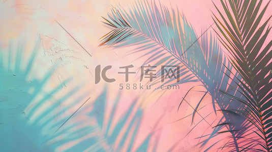 棕榈树插画图片_柔和水彩棕榈树光影插画素材