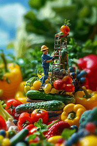 蔬菜水果海报插画图片_3d摄影果实微距海报原创插画