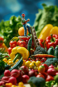 蔬菜水果海报插画图片_海报微距摄影3d果实插画设计