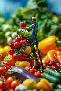 蔬菜蓝蔬菜插画图片_海报3d微距果实摄影插图